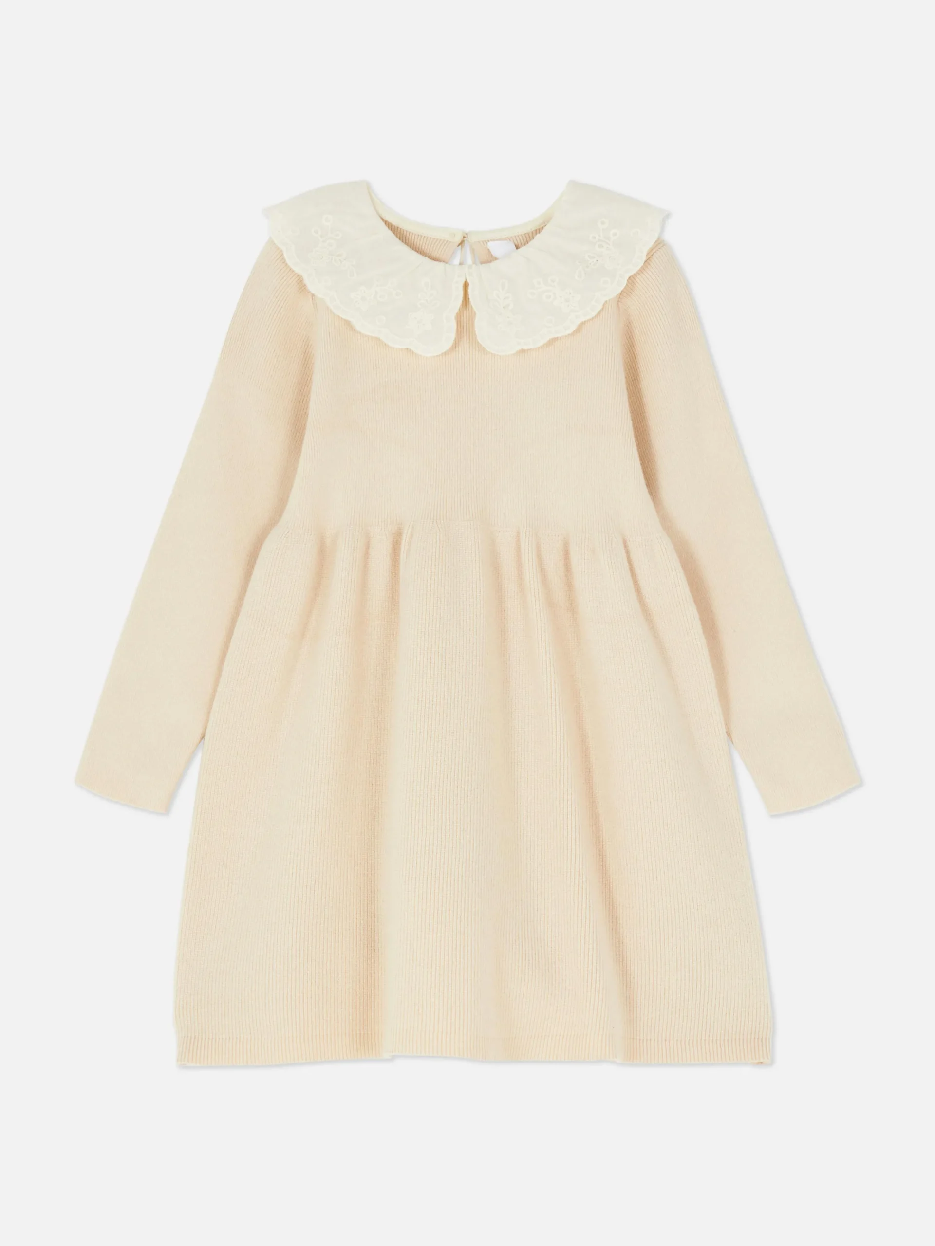 Robes|Primark Robe En Maille à Col Brodé Beige