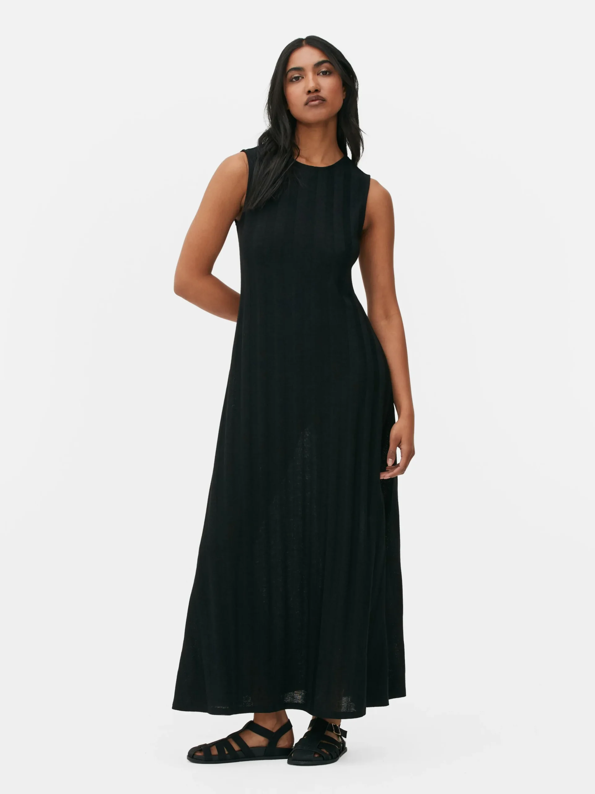 Robes|Primark Robe Longue Texturée Sans Manches à Rayures Noir