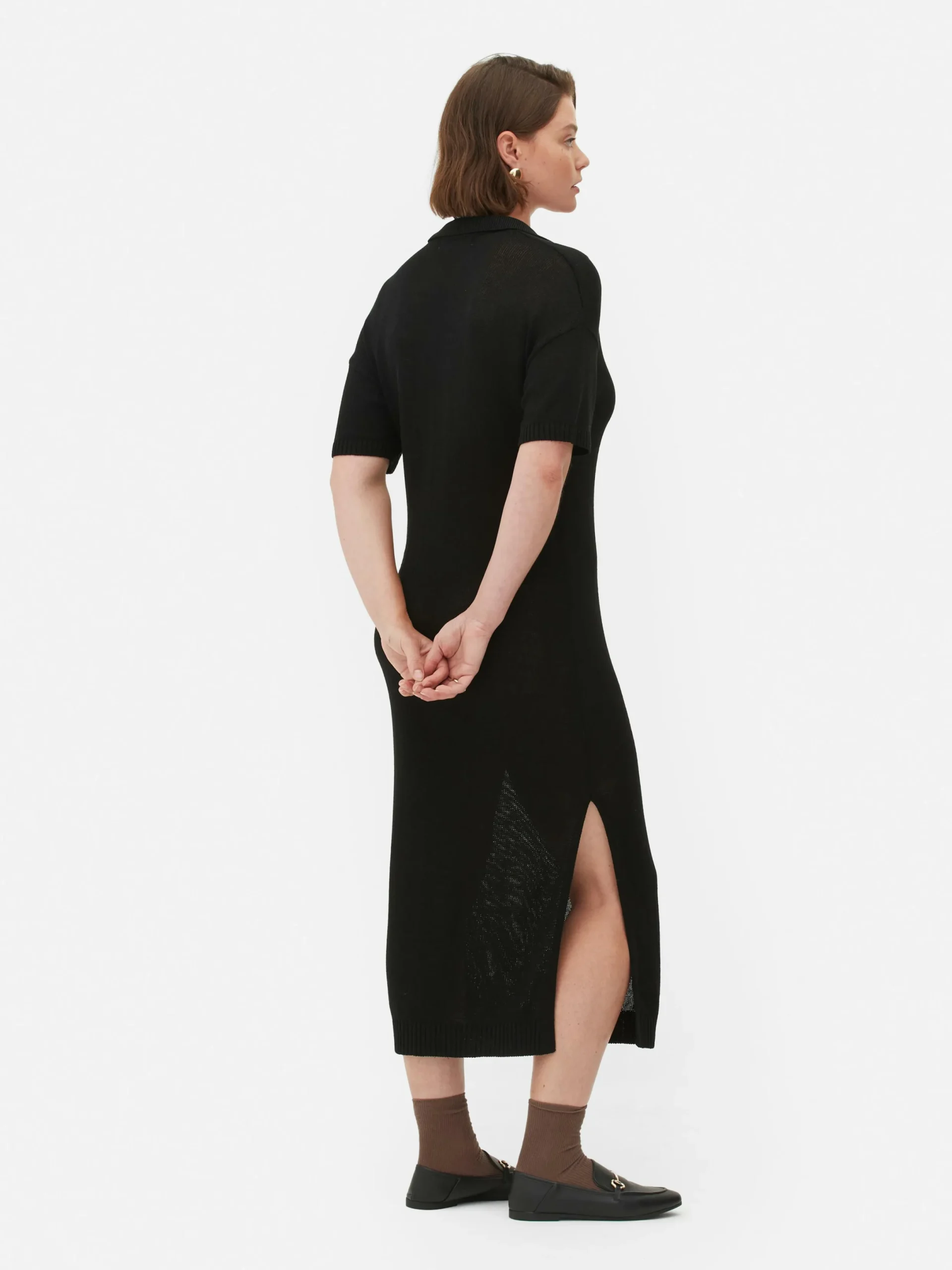 Robes|Primark Robe Mi-longue Avec Col En V Noir