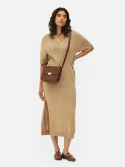 Robes|Primark Robe Mi-longue Avec Col En V Beige