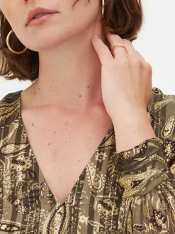 Robes|Primark Robe Mi-longue Boho à Col En V Kaki