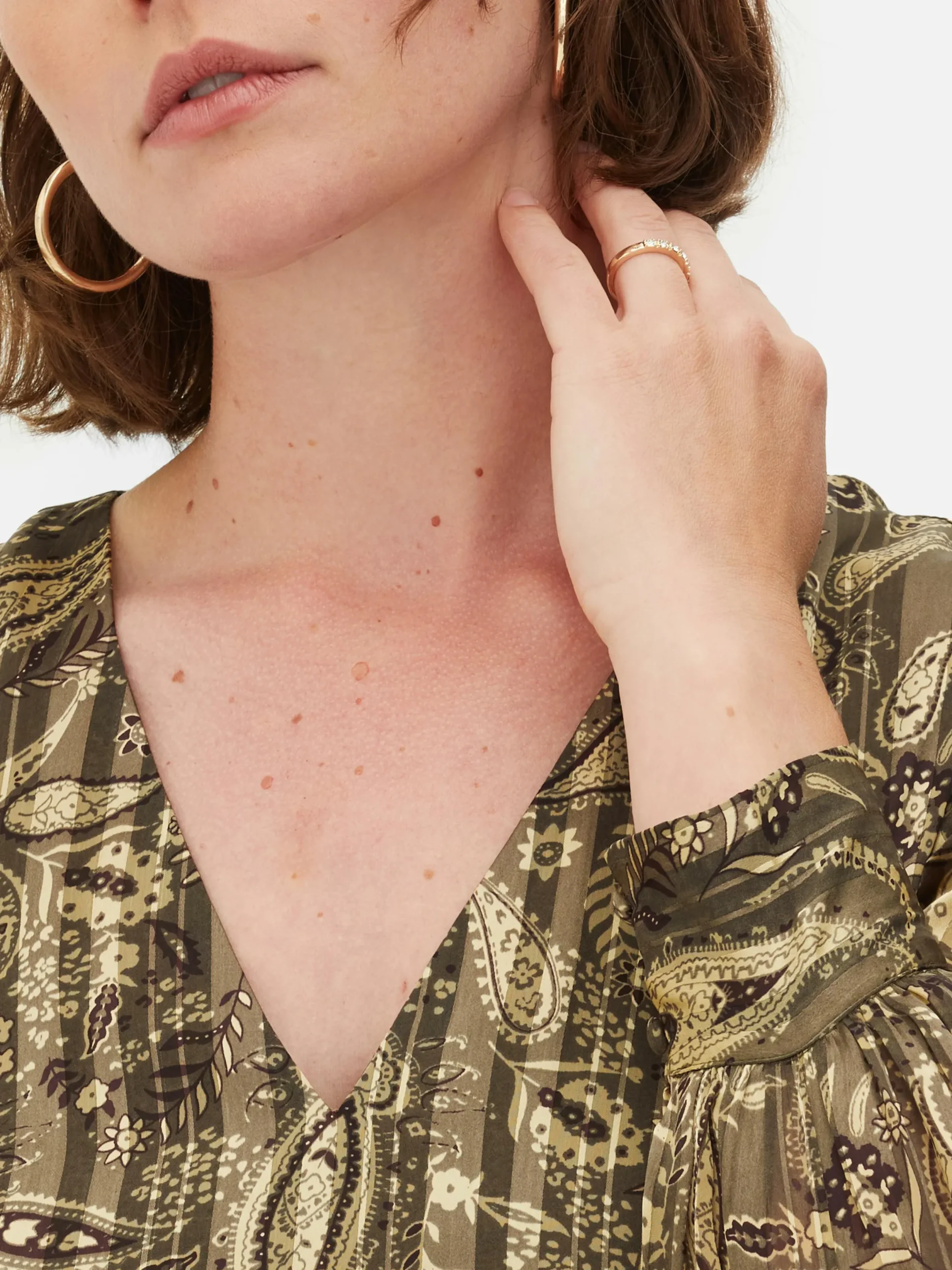 Robes|Primark Robe Mi-longue Boho à Col En V Kaki