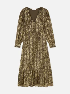 Robes|Primark Robe Mi-longue Boho à Col En V Kaki