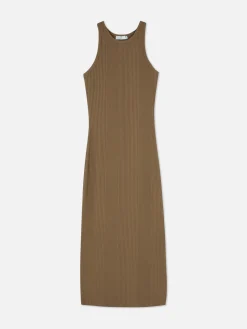 Robes|Primark Robe Mi-longue Côtelée à Dos Nageur Beige