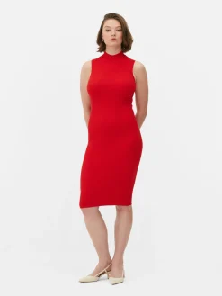 Robes|Primark Robe Mi-longue Sans Manches En Maille Rouge