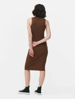 Robes|Primark Robe Mi-longue Sans Manches En Maille Marron