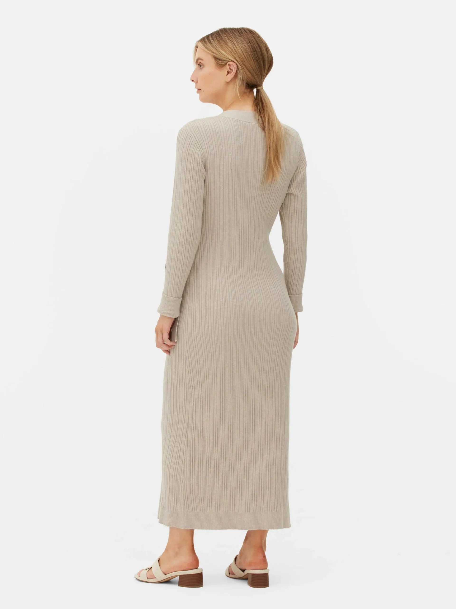 Robes|Primark Robe Portefeuille De Maternité Mi-longue En Maille Beige