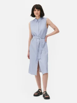 Robes|Primark Robe-chemise Mi-longue Sans Manches Bleu