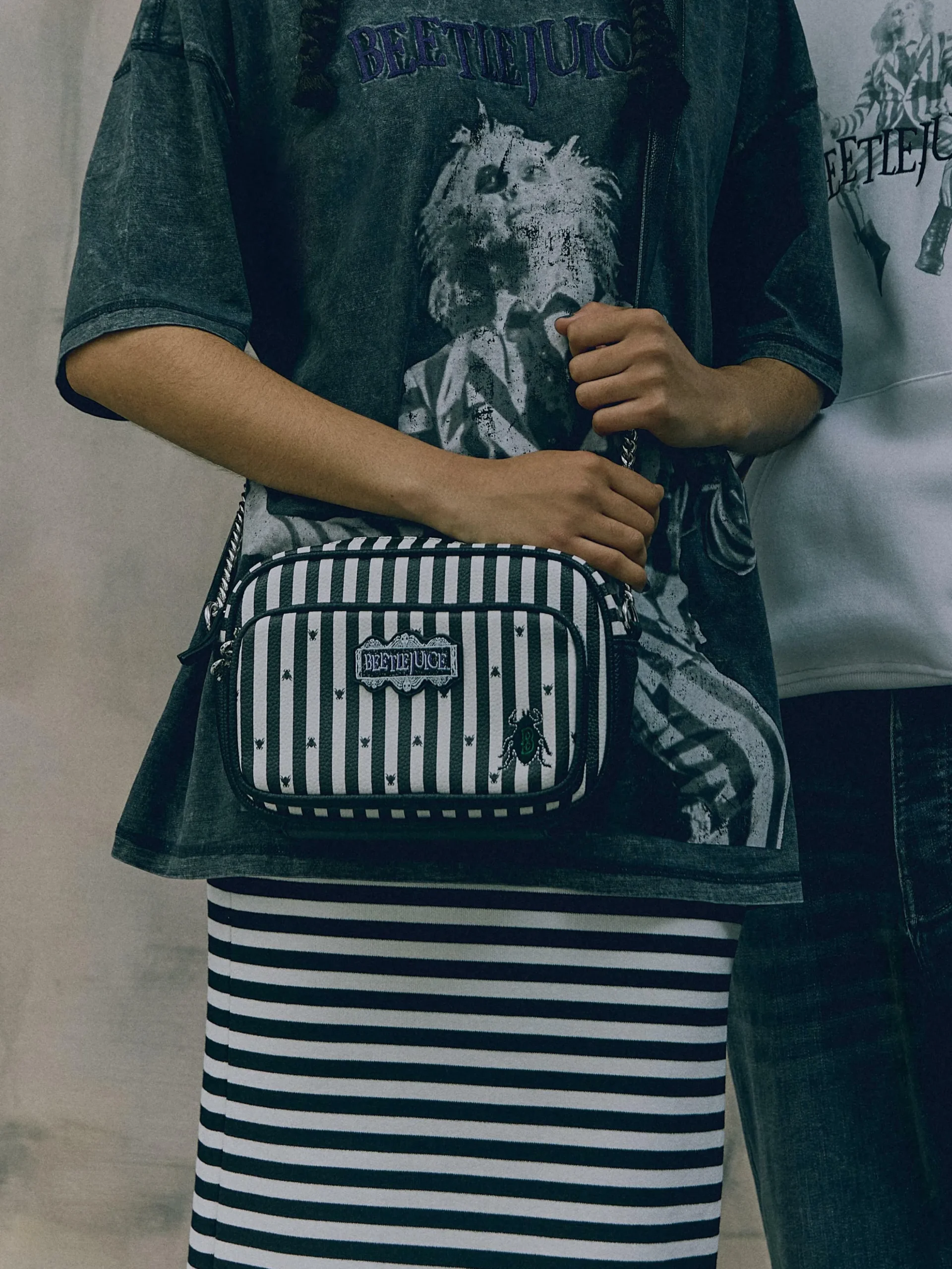 Beetlejuice|Accessoires Halloween|Primark Sac à Bandoulière Beetlejuice Noir/Blanc