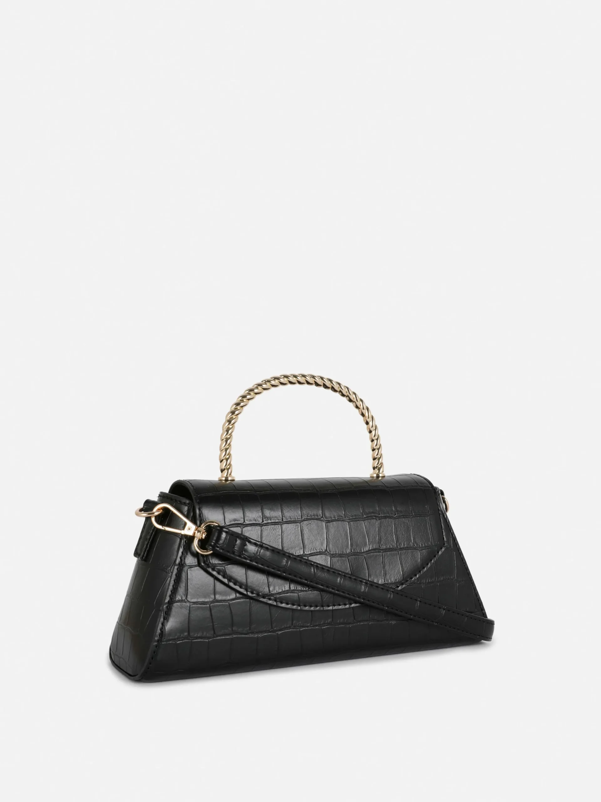 Sacs Et Porte-Monnaie|Primark Sac à Bandoulière En Imitation Croco Avec Poignée En Métal Noir