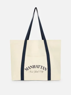 Sacs Et Porte-Monnaie|Primark Sac Fourre-tout Oversize En Toile Manhattan Écru