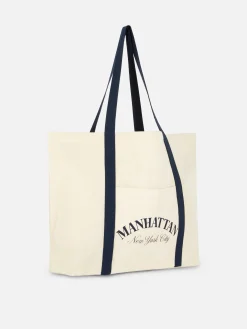 Sacs Et Porte-Monnaie|Primark Sac Fourre-tout Oversize En Toile Manhattan Écru