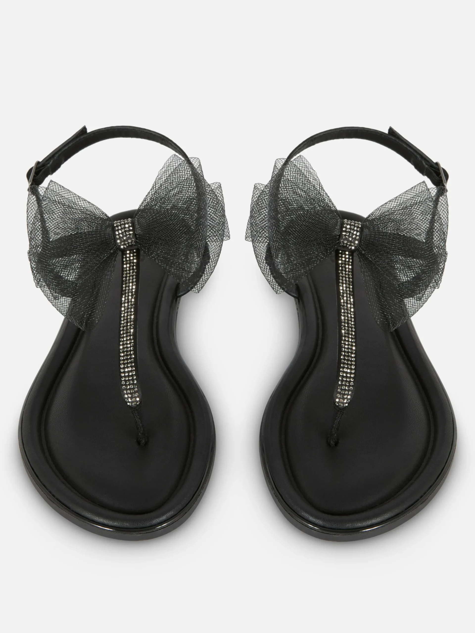 Sandales|Primark Sandales à Nœud En Maille, Pointure Large Noir