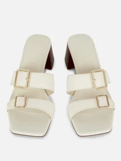 Chaussures À Talons|Primark Sandales à Talon Bloc Avec Boucles Blanc