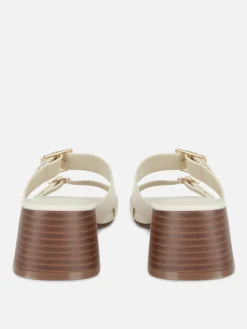 Chaussures À Talons|Primark Sandales à Talon Bloc Avec Boucles Blanc