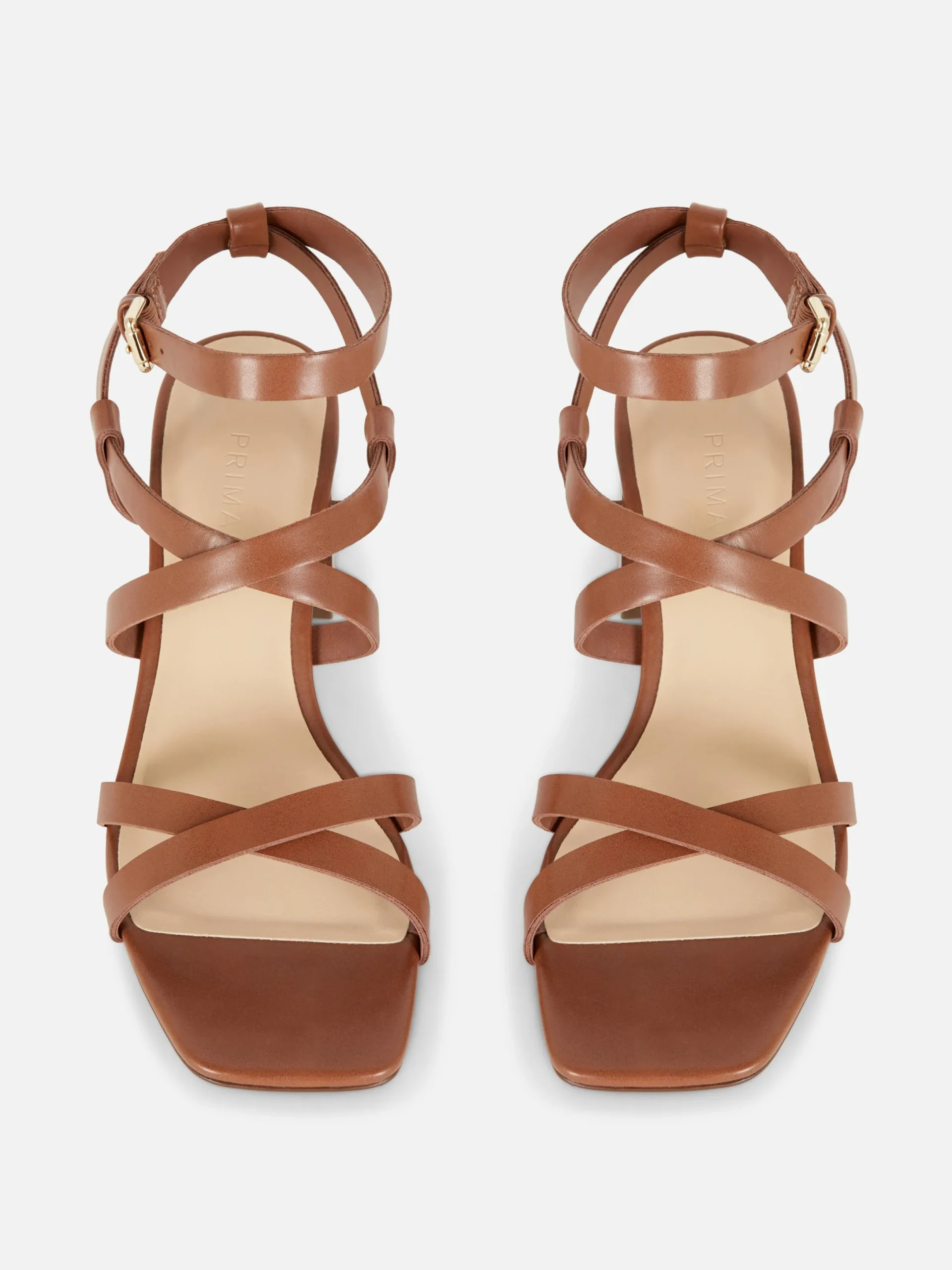 Chaussures À Talons|Primark Sandales à Talon Carré Et Lanière Croisée Fauve