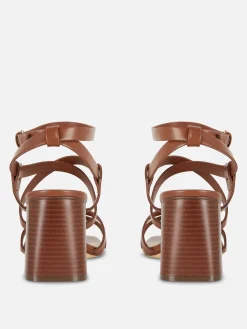 Chaussures À Talons|Primark Sandales à Talon Carré Et Lanière Croisée Fauve