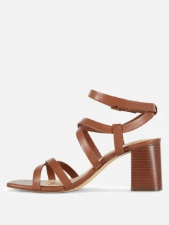 Chaussures À Talons|Primark Sandales à Talon Carré Et Lanière Croisée Fauve