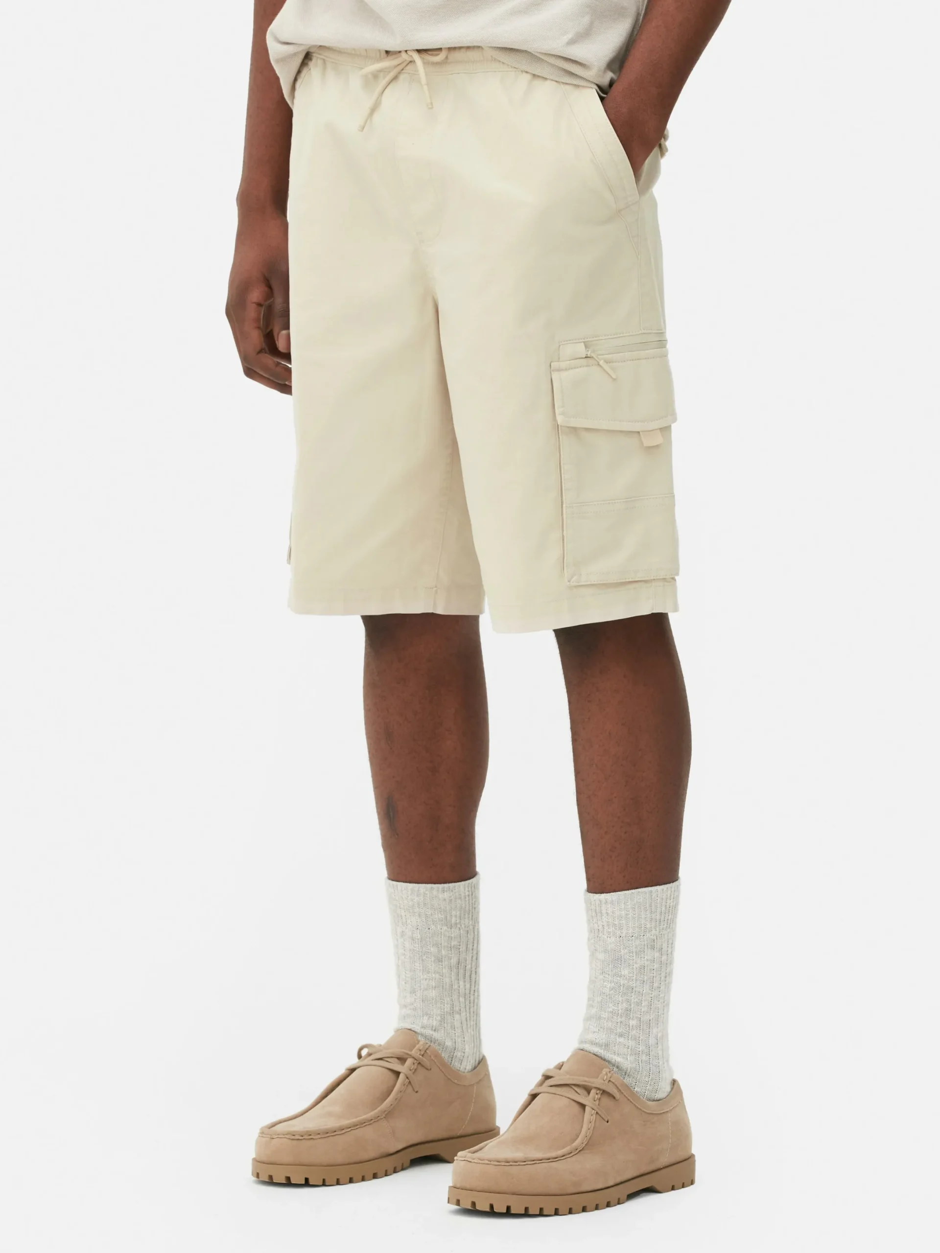 Shorts|Primark Short Cargo Avec Cordon De Serrage Grège