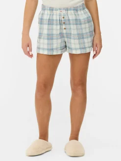Bas De Pyjama|Primark Short De Pyjama En Flanelle à Carreaux Bleu