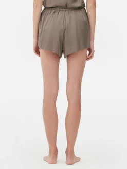 Bas De Pyjama|Primark Short De Pyjama En Satin à Nœud Sur Le Devant Gris
