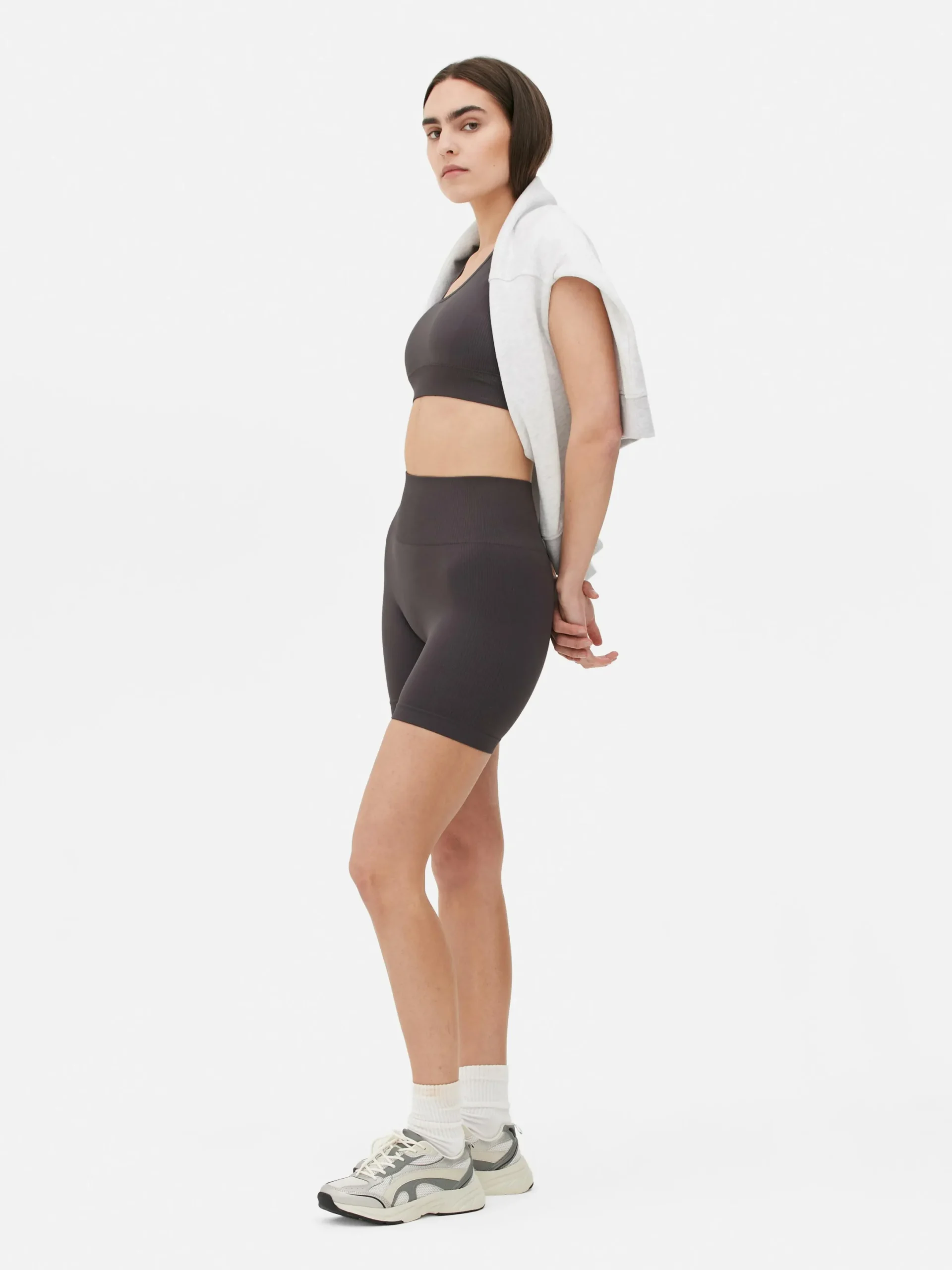 Vêtements De Sport|Primark Short De Sport Taille Haute Sans Couture Gris foncé