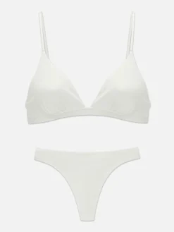 Ensembles Lingerie|Primark Soutien-gorge Triangle Et String En Microfibre Blanc