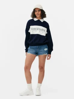Sweats À Capuche Et Sweat-Shirts|Primark Sweat-shirt Graphique à Col Bleu marine