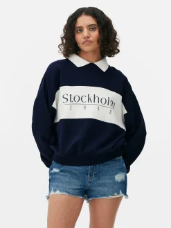 Sweats À Capuche Et Sweat-Shirts|Primark Sweat-shirt Graphique à Col Bleu marine