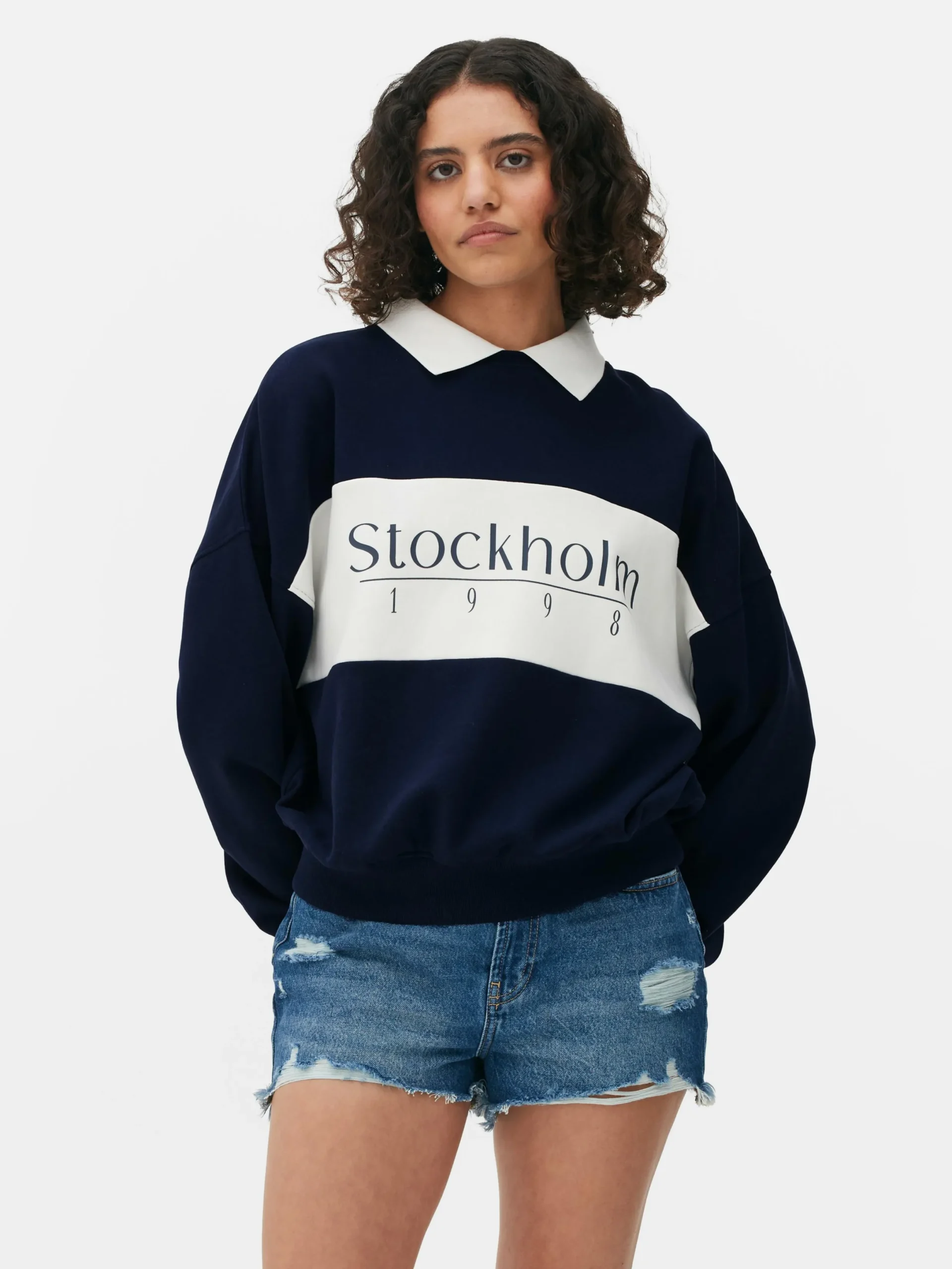Sweats À Capuche Et Sweat-Shirts|Primark Sweat-shirt Graphique à Col Bleu marine