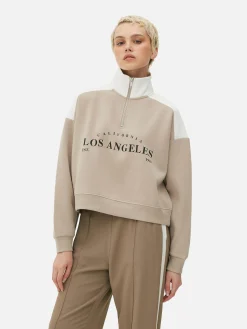 Sweats À Capuche Et Sweat-Shirts|Primark Sweat-shirt Graphique à Col Cheminée Naturel