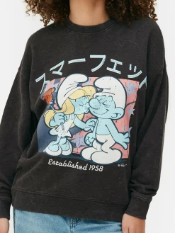 Sweats À Capuche Et Sweat-Shirts|Primark Sweat-shirt Oversize Graphique Les Schtroumpfs Anthracite