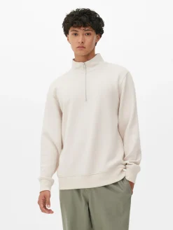 Sweats À Capuche Et Sweat-Shirts|Primark Sweat-shirt Texturé à Col Zippé Et Motif Géométrique Écru
