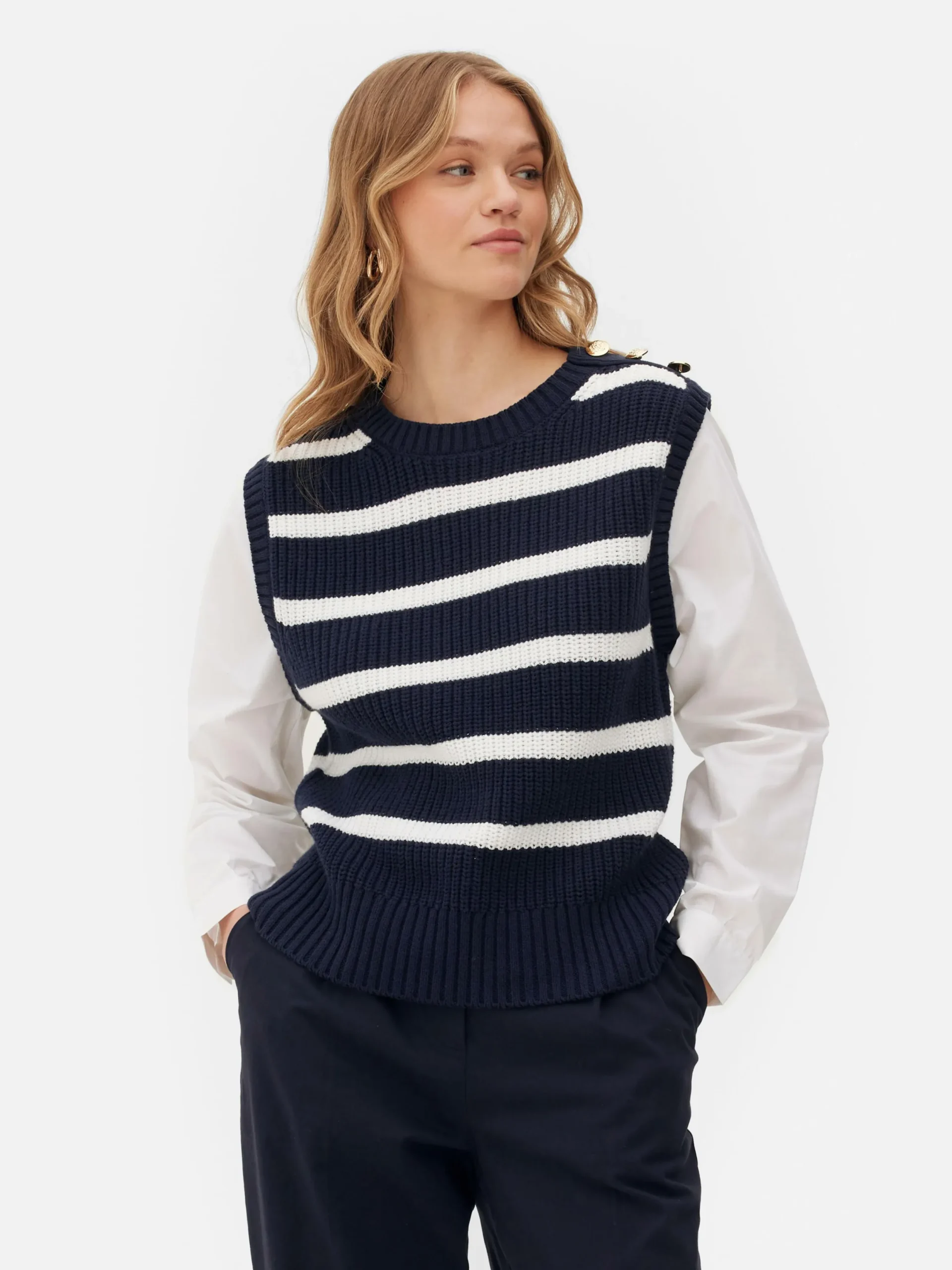Pulls Et Gilets|Primark Tenue Deux-en-un Débardeur En Tricot Et Chemise Bleu marine