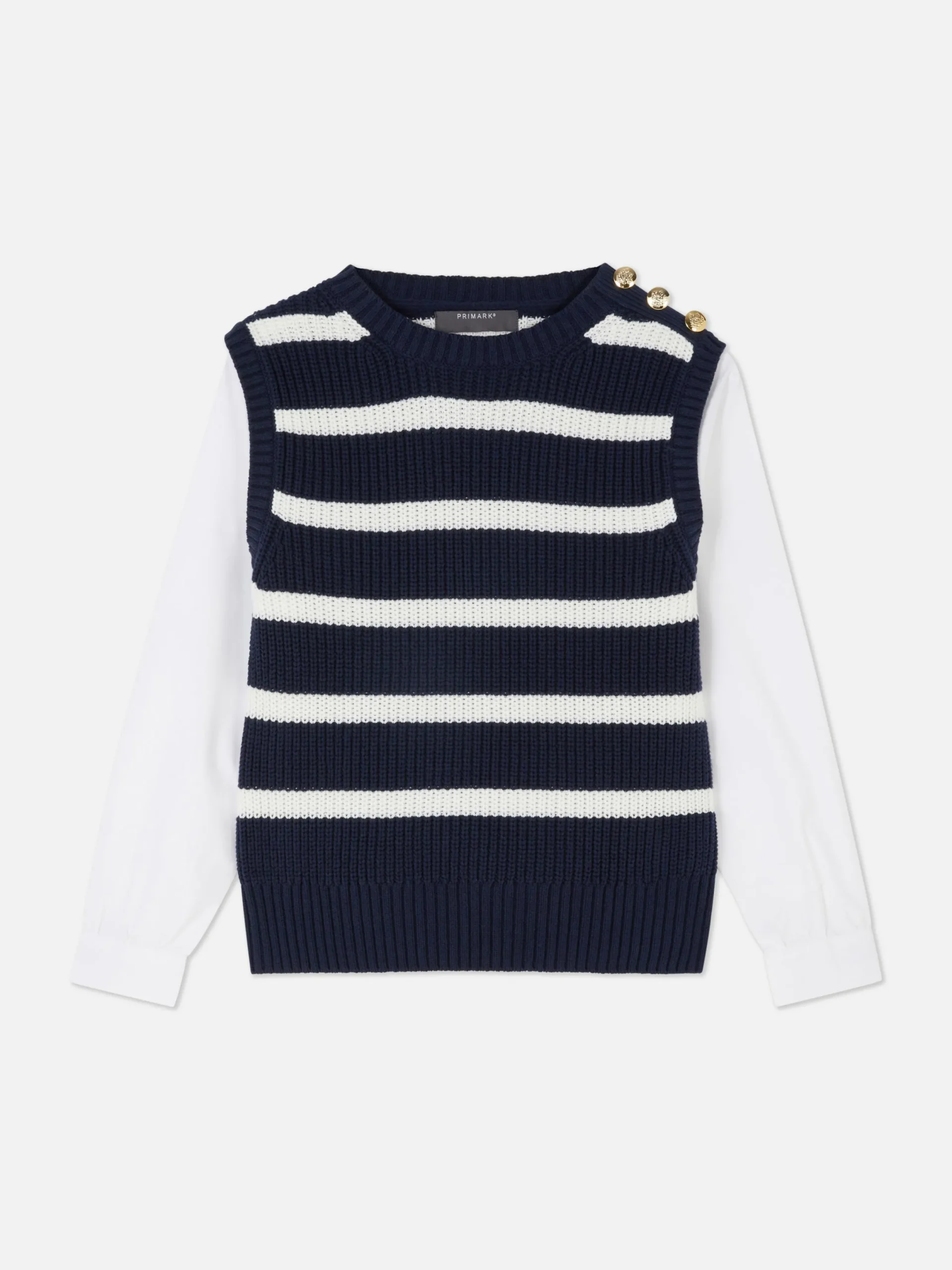 Pulls Et Gilets|Primark Tenue Deux-en-un Débardeur En Tricot Et Chemise Bleu marine