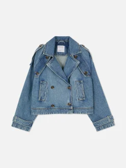 Denim|Manteaux Et Vestes|Primark Trench Court En Denim Bleu moyen