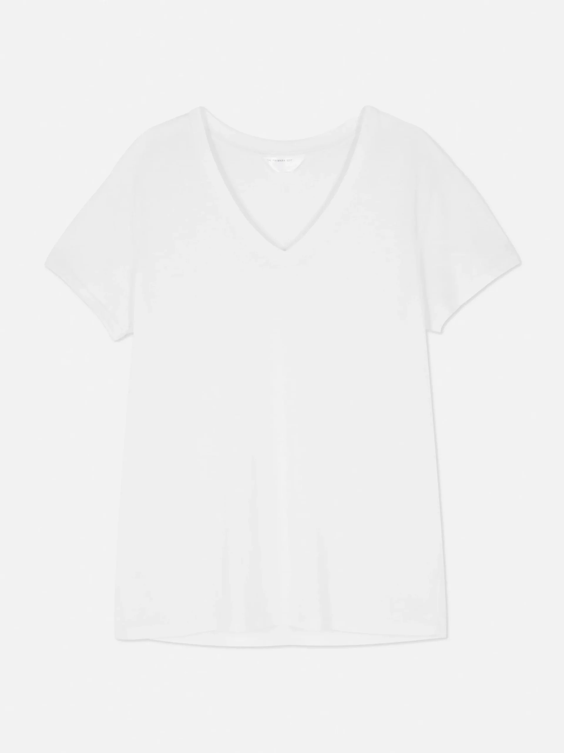 Hauts Et T-Shirts|Primark T-shirt à Col En V En Coton Mélangé Blanc