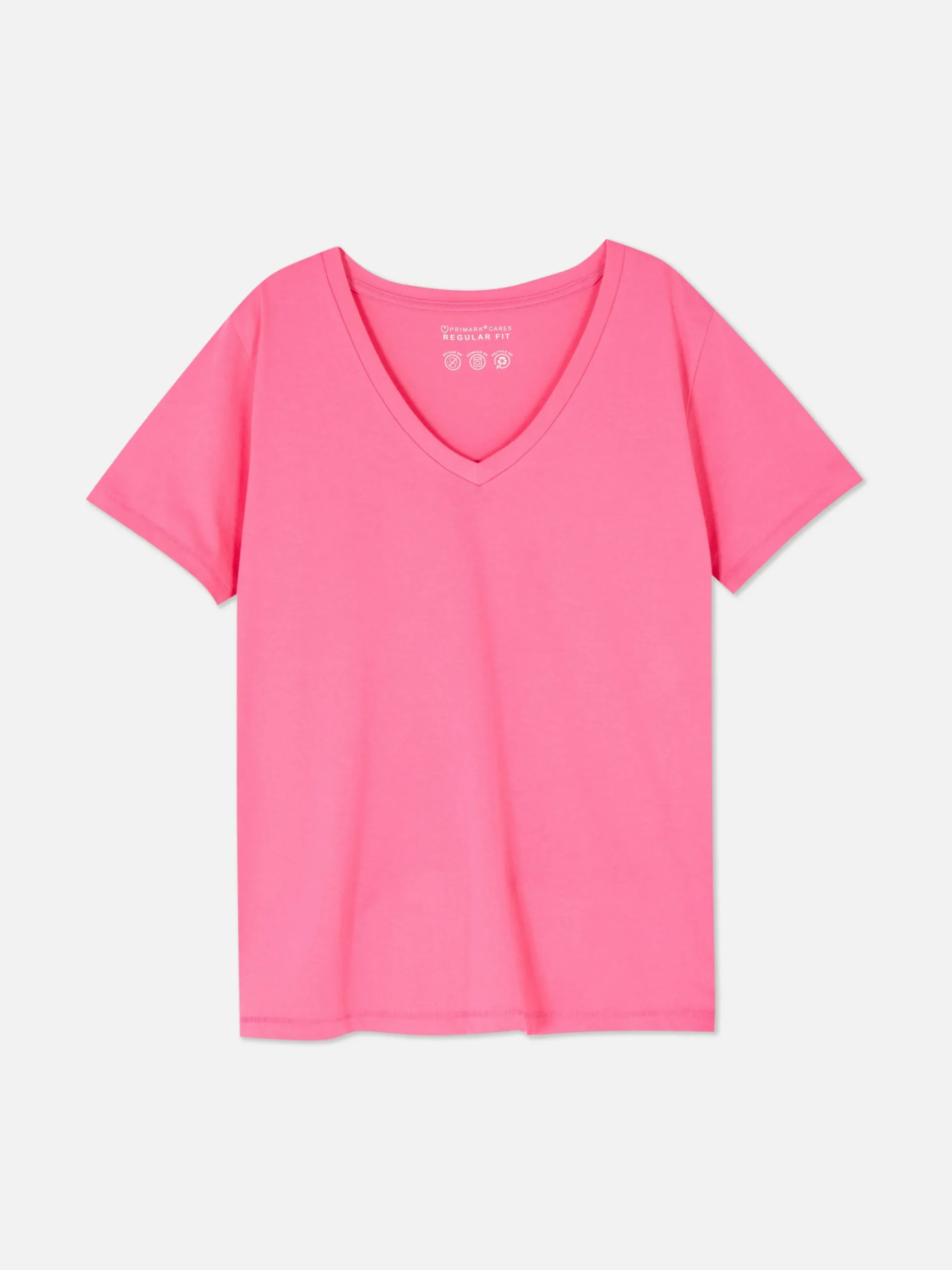 Hauts Et T-Shirts|Primark T-shirt à Col En V Et Manches Courtes Rose vif
