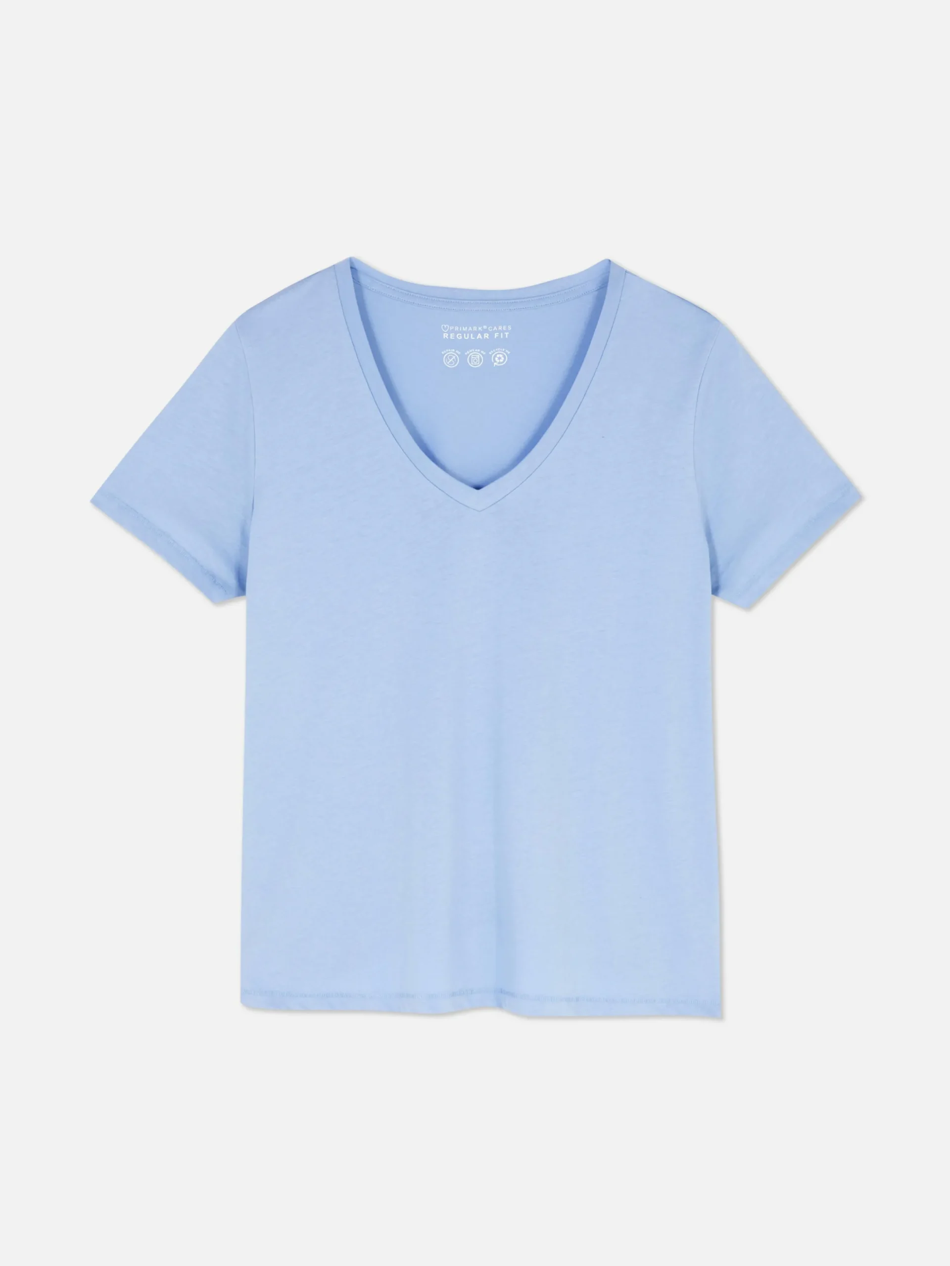 Hauts Et T-Shirts|Primark T-shirt à Col En V Et Manches Courtes Bleu moyen