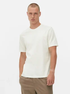 Hauts Et T-Shirts|Primark T-shirt à Col Ras-du-cou Coupe Regular Écru