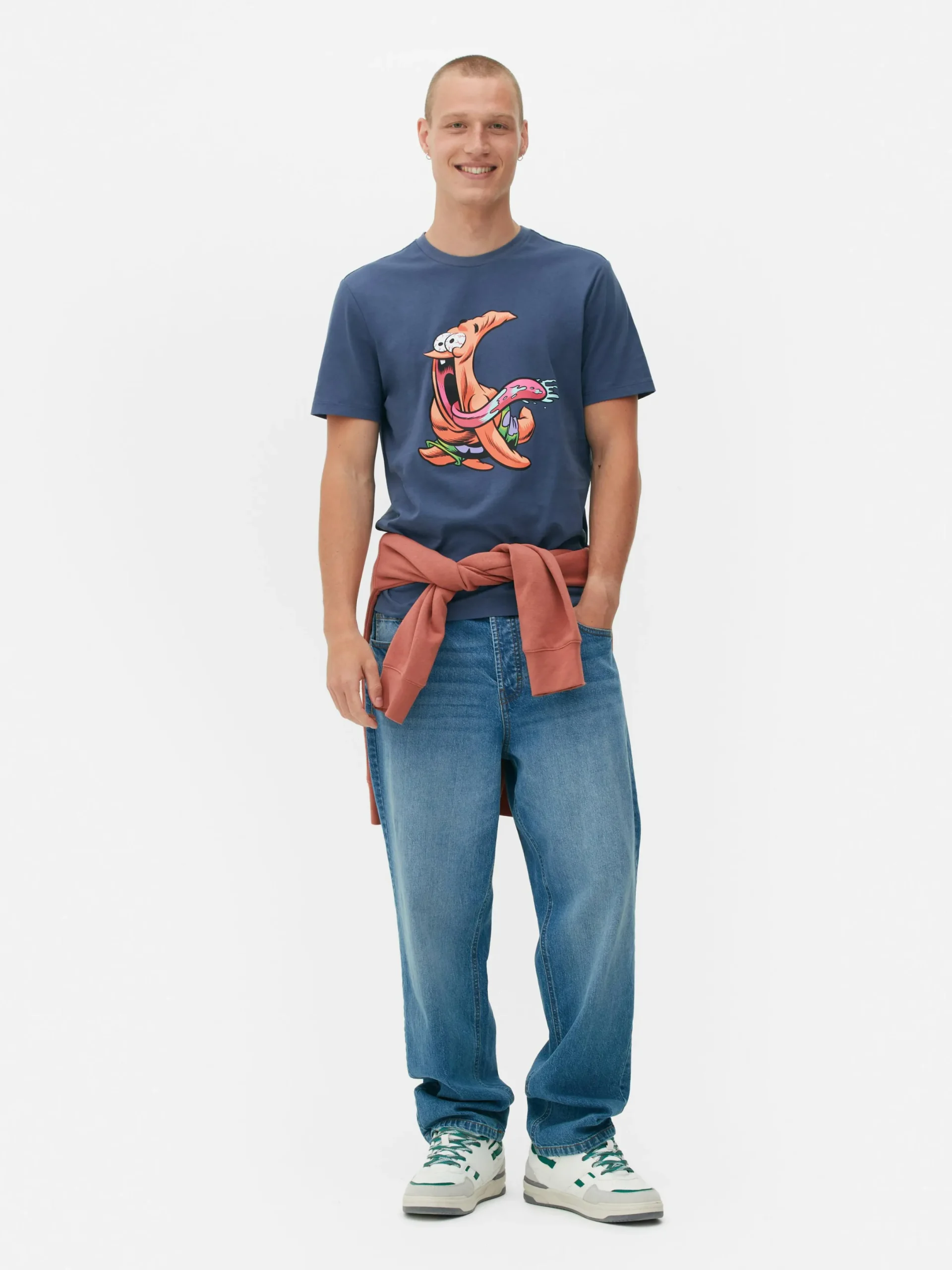 Hauts Et T-Shirts|Primark T-shirt à Imprimé Bob L'éponge Patrick Bleu marine