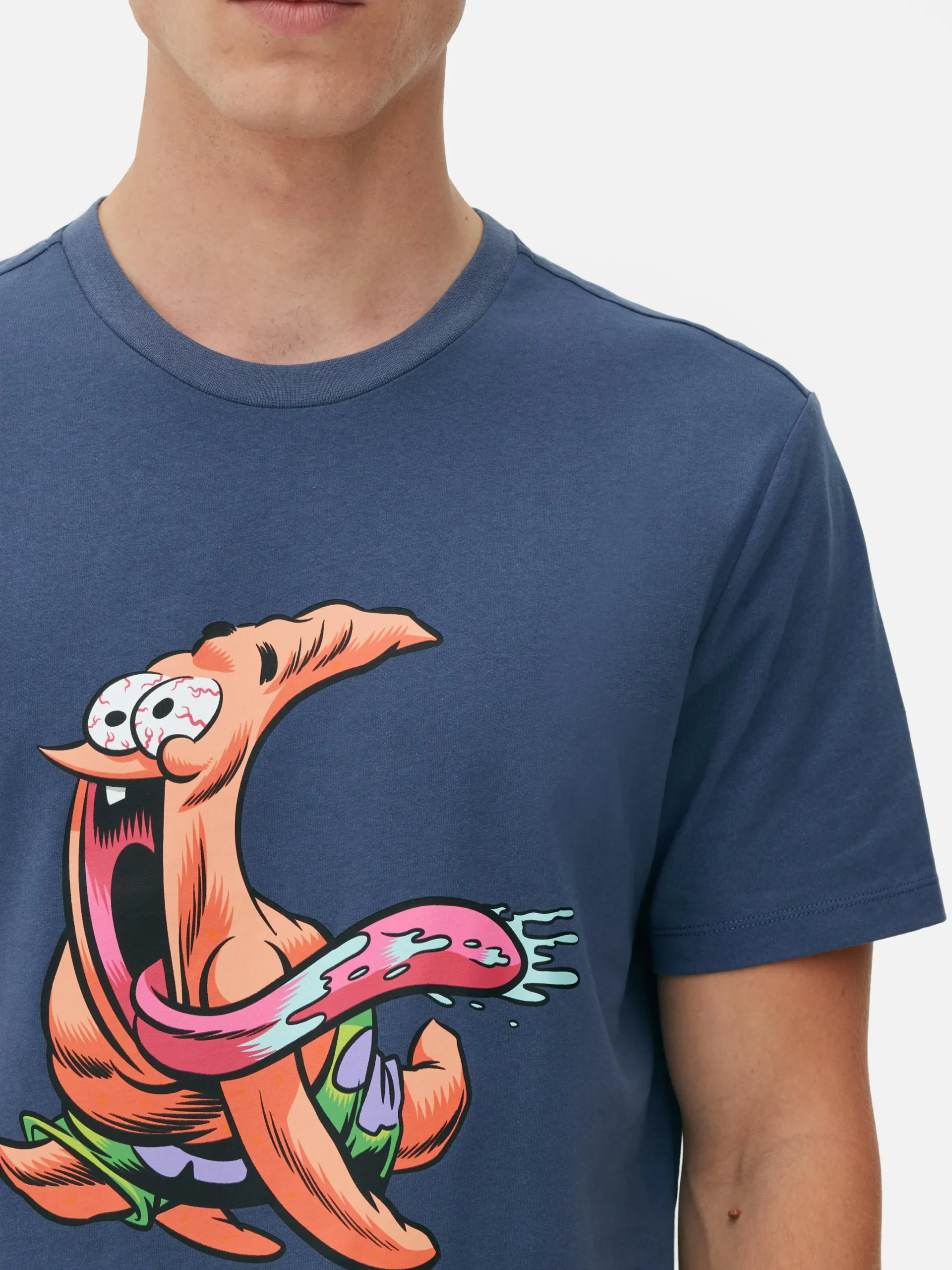Hauts Et T-Shirts|Primark T-shirt à Imprimé Bob L'éponge Patrick Bleu marine