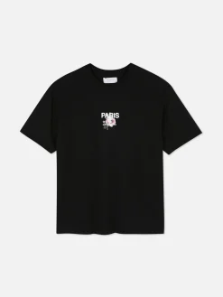 Hauts Et T-Shirts|Primark T-shirt à Imprimé Floral Paris Noir