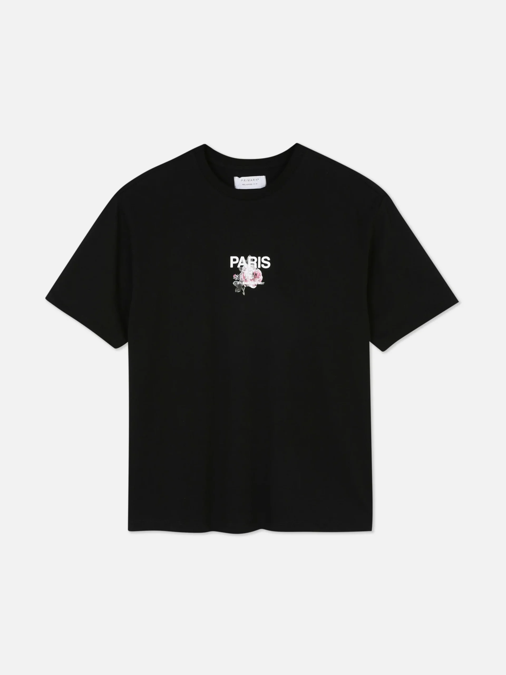 Hauts Et T-Shirts|Primark T-shirt à Imprimé Floral Paris Noir