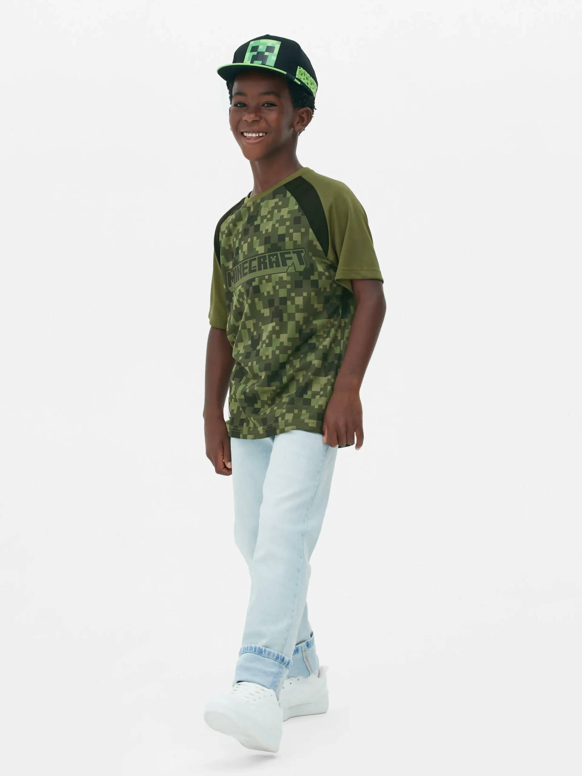 Hauts Et T-Shirts|Primark T-shirt à Logo Minecraft Pixel Kaki