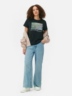 Hauts Et T-Shirts|Primark T-shirt à Manches Courtes Claude Monet Noir