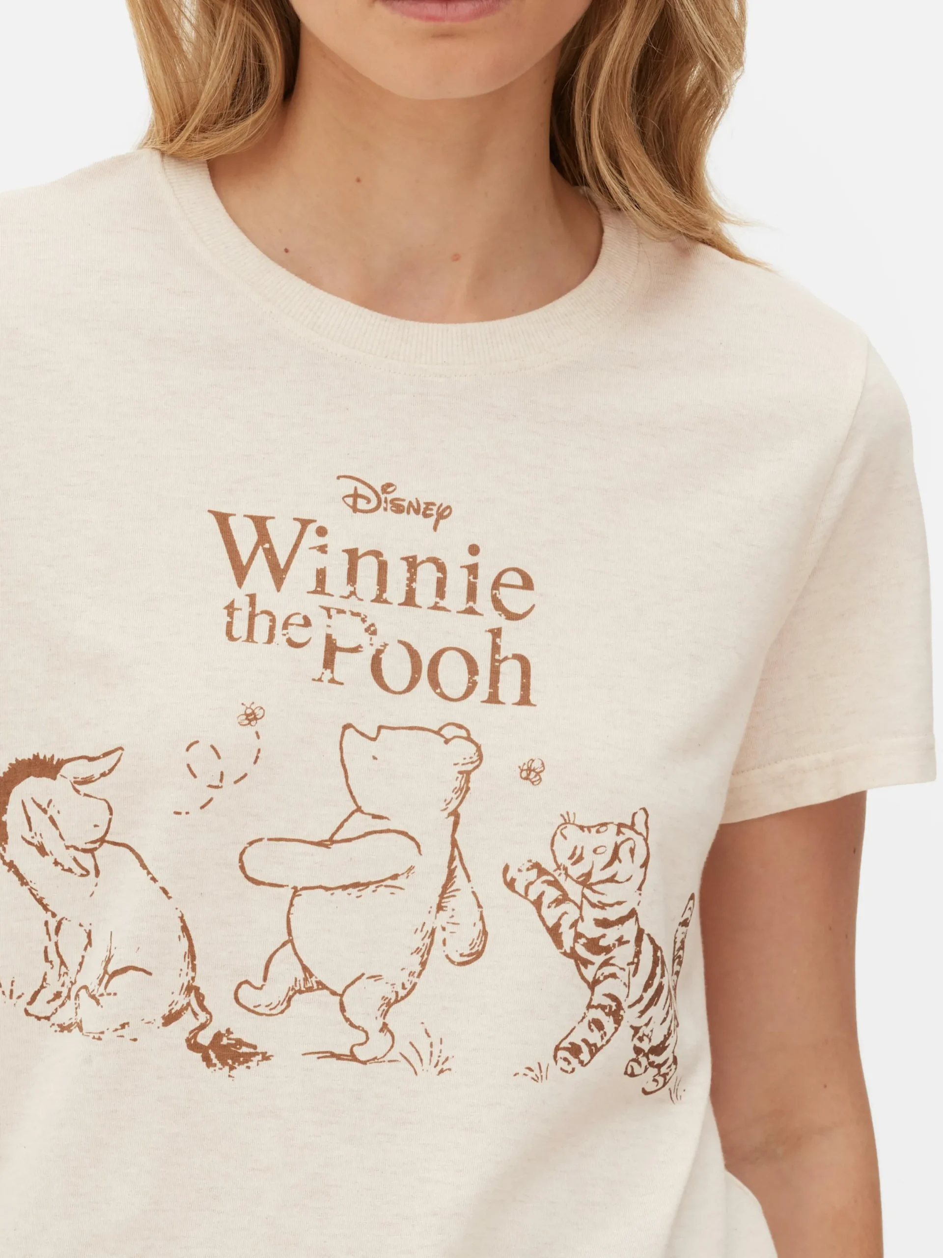 Hauts Et T-Shirts|Primark T-shirt à Manches Courtes Disney Winnie L'ourson Écru