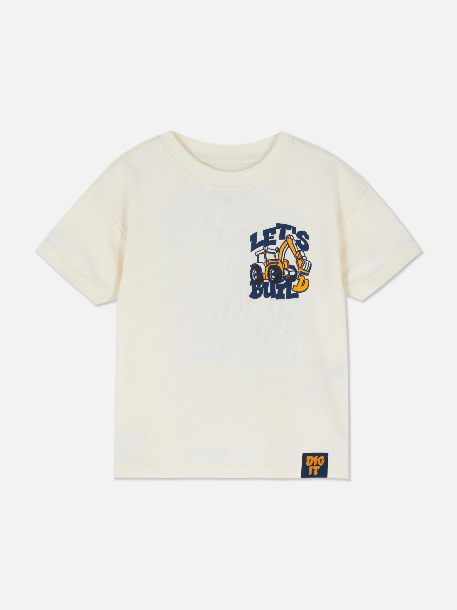 Hauts Et T-Shirts|Primark T-shirt à Manches Courtes Et Motif Pelleteuse Écru
