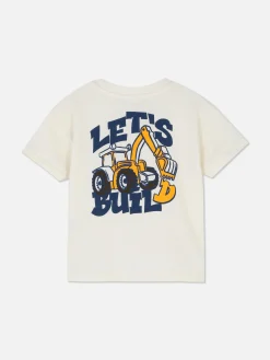 Hauts Et T-Shirts|Primark T-shirt à Manches Courtes Et Motif Pelleteuse Écru
