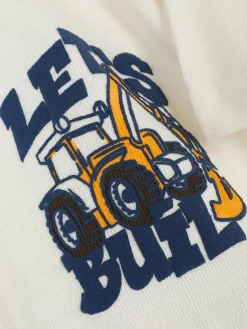 Hauts Et T-Shirts|Primark T-shirt à Manches Courtes Et Motif Pelleteuse Écru